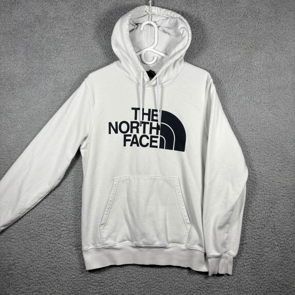 The North Face Mens Half Dome Logo Pullover Hoodie White Sweatshirt Size M